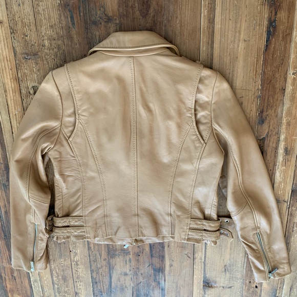 Michael Kors Beige Leather Jacket, Sz M - Picture 15 of 16
